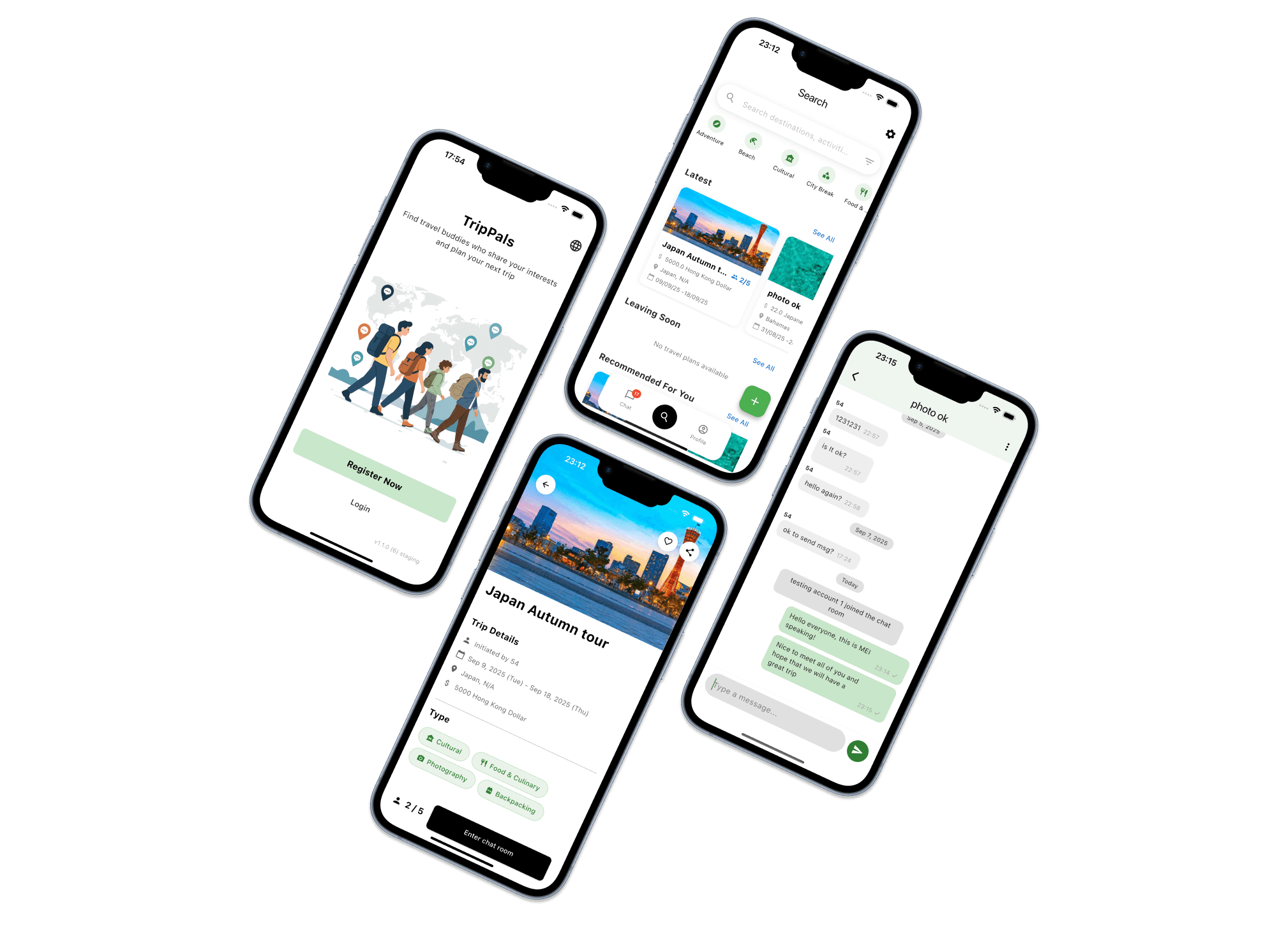 TripPals App Screenshots - Multiple Cap Screen